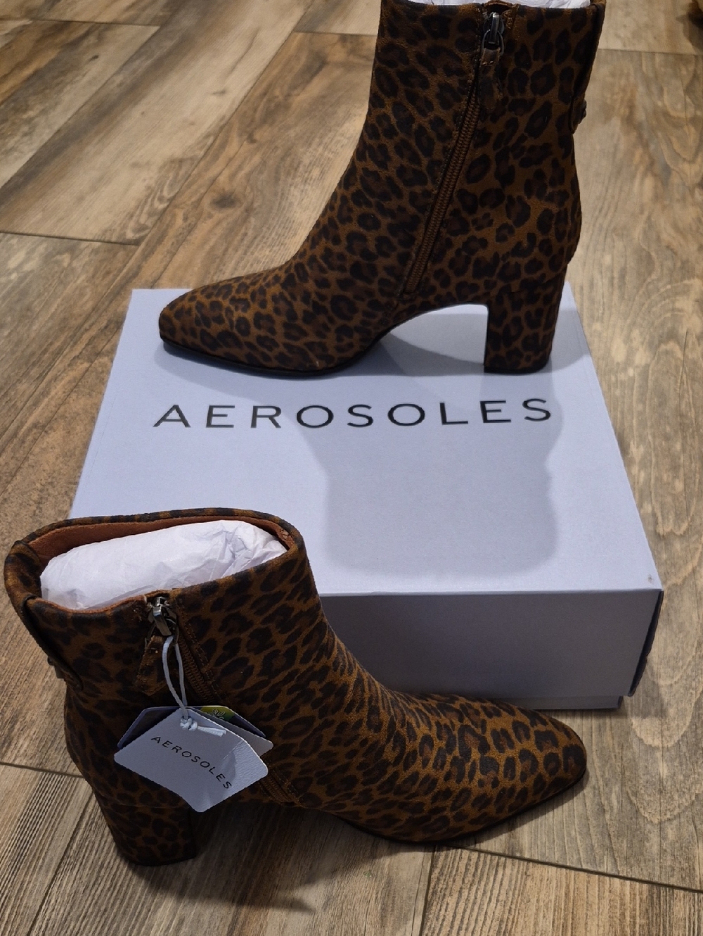 AEROSOLES Leopard Print Ankle Boot in Brown and Black